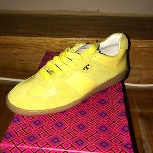 Yellow suede Tory Burch sneakers